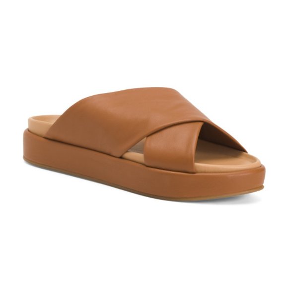 BEEK Leather Kite Handmade Platform Criss Cross Sandals - Picture 1 of 2